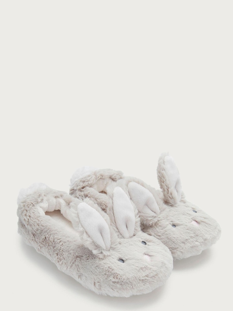 The White Company Girls Grey Bonnie Bunny Slippers - Image 1 of 3