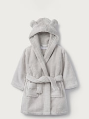 The White Company Baby Grey 100% Cotton Bear Ears Robe - Image 3 of 4