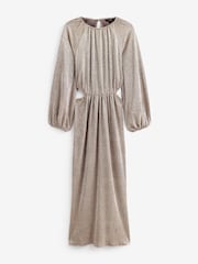 Gold Long Sleeve Cut-Out Metallic Midi Dress - Image 9 of 13