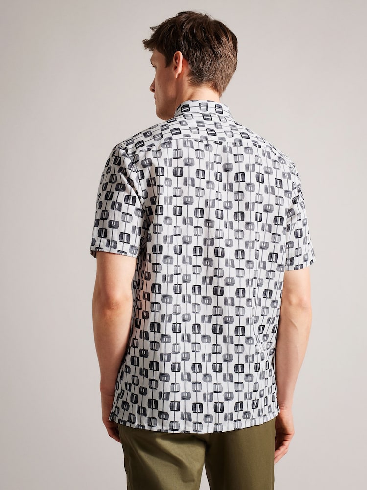 Ted Baker Cream Erice Abstract Geo Print Shirt - Image 2 of 6