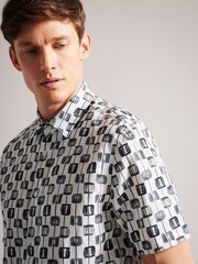 Ted Baker Cream Erice Abstract Geo Print Shirt - Image 4 of 6