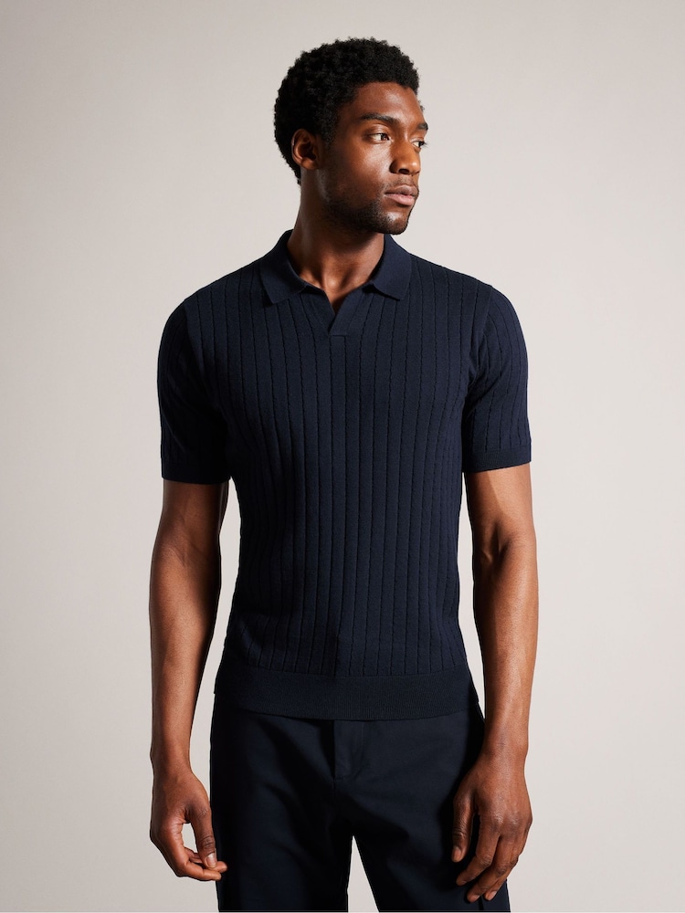 Ted Baker Blue Botany Regular Open Collar Polo Shirt - Image 1 of 5