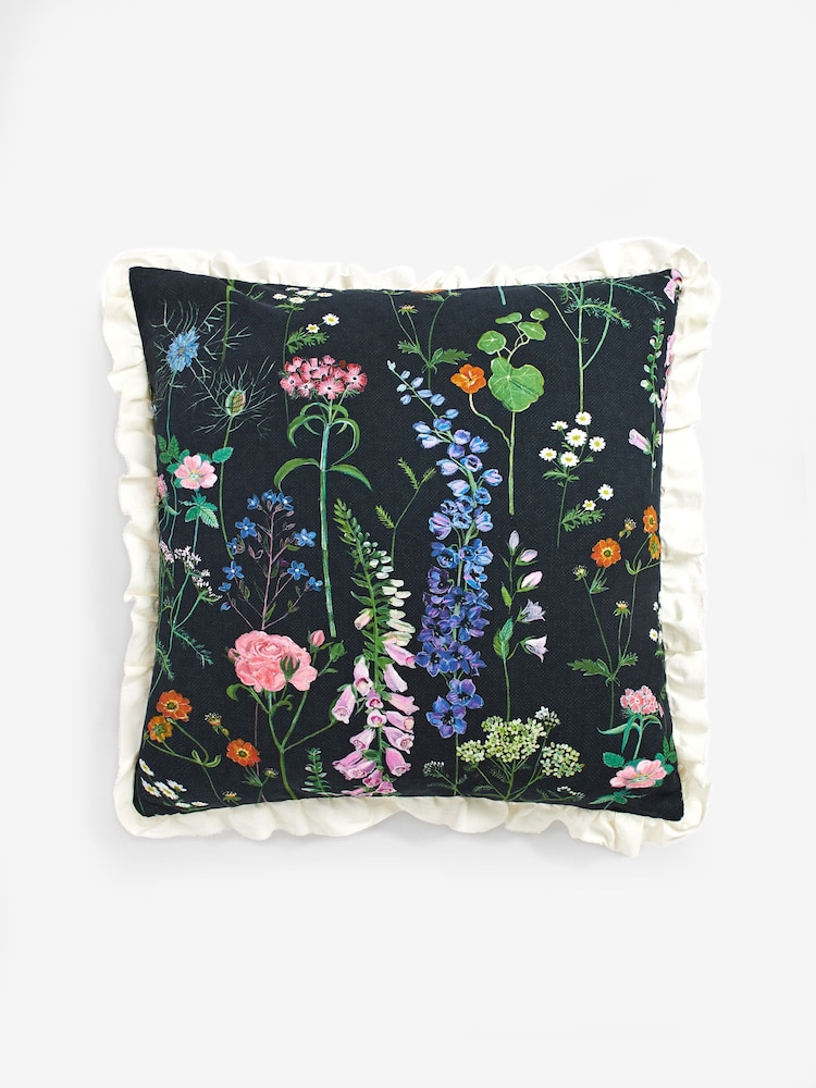 Lucy Tiffney at Next Floral Navy Frill Cushion - Image 2 of 4