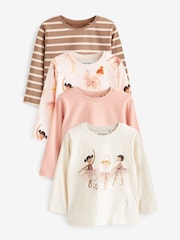 Ballerina 100% Cotton Long Sleeve T-Shirts 4 Pack (3mths-7yrs) - Image 1 of 3