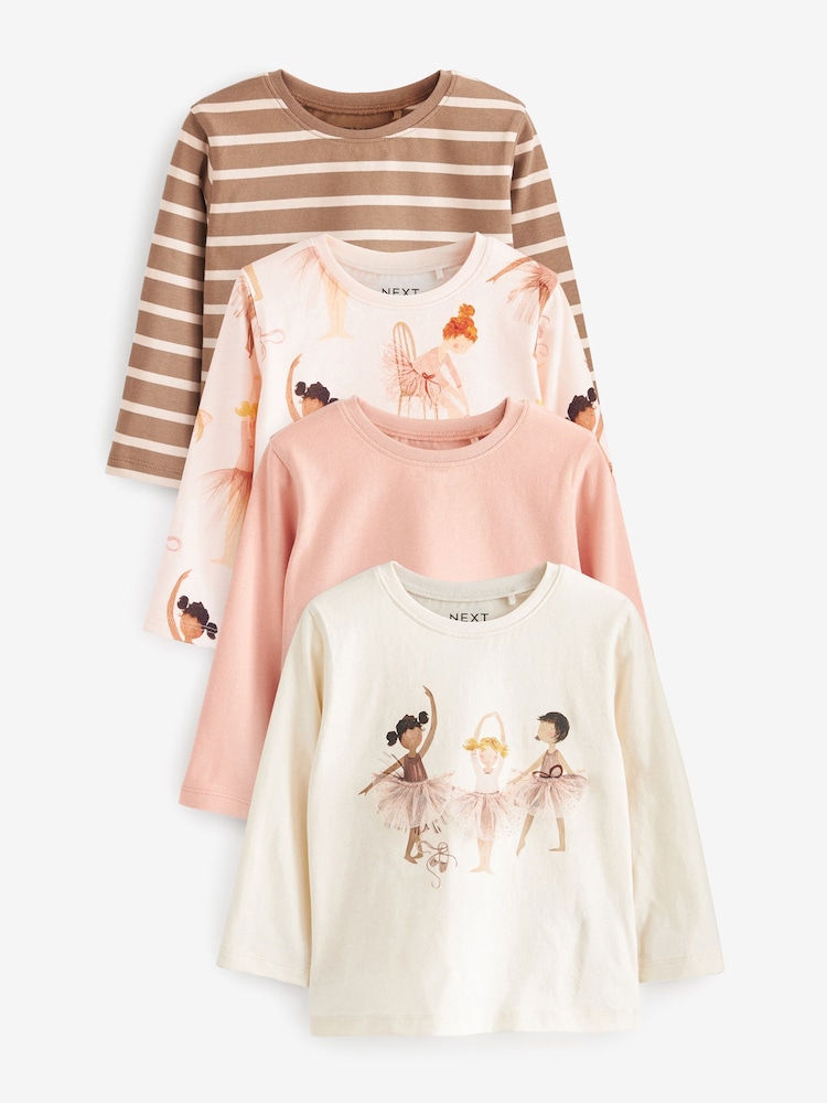 Ballerina 100% Cotton Long Sleeve T-Shirts 4 Pack (3mths-7yrs) - Image 1 of 3