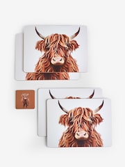 Conjunto de jogos americanos e montanhas-russas 4 Hamish the Highland Cow Corkback - Imagem 3 de 3