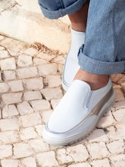 Pavers White Leather Slip-On Shoes - Image 2 of 6