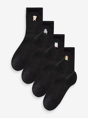 Dog Faces Embroidered Motif Ankle Socks 4 Pack - Image 1 of 5