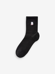 Dog Faces Embroidered Motif Ankle Socks 4 Pack - Image 3 of 5