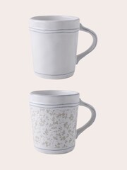 Laura Ashley Set of 2 White Artisan Collectables Mugs - Image 1 of 3