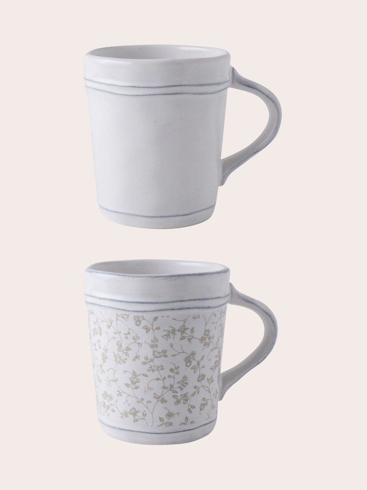 Laura Ashley Set of 2 White Artisan Collectables Mugs - Image 1 of 3