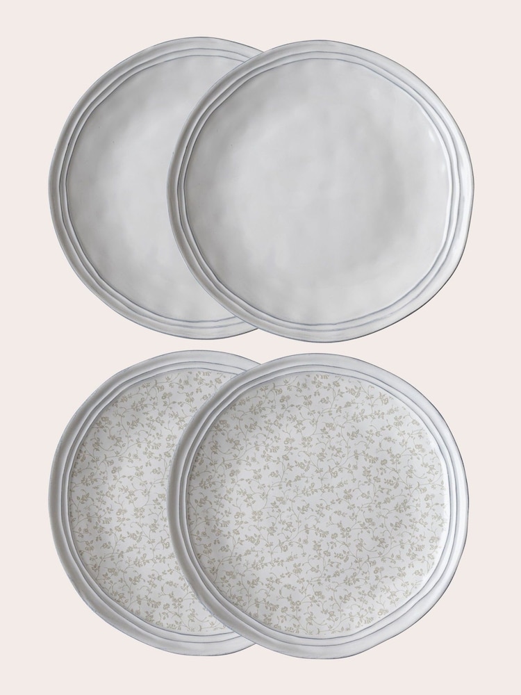 Laura Ashley Set of 4 White Artisan Collectables 23cm Plates - Image 1 of 2
