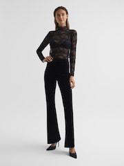 Reiss Black Shannon Lace High Neck Top - Image 3 of 7