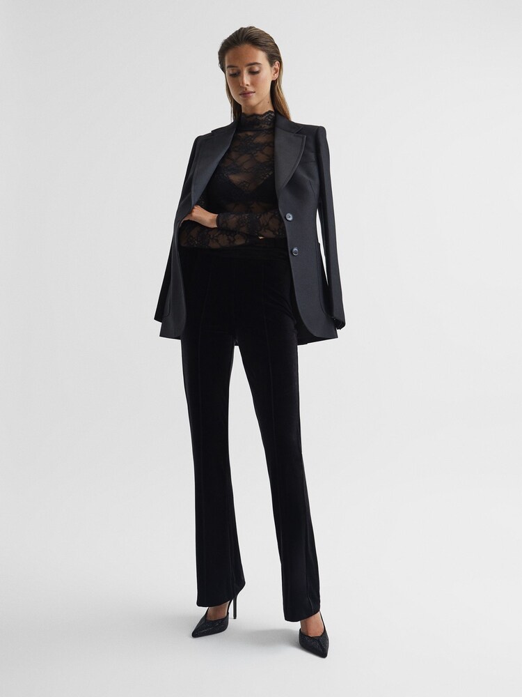 Reiss Black Shannon Lace High Neck Top - Image 6 of 7
