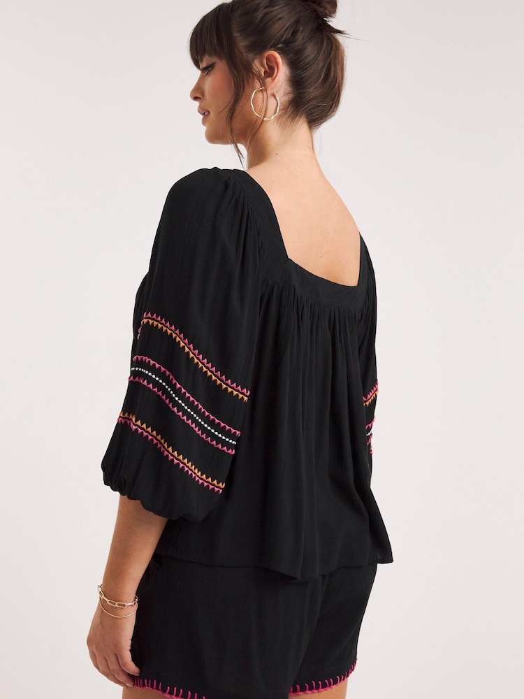 Figleaves Frida Beach Co-Ord Black Cover-Up Top - Image 2 of 4