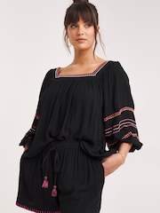 Figleaves Frida Beach Co-Ord Black Cover-Up Top - Image 3 of 4