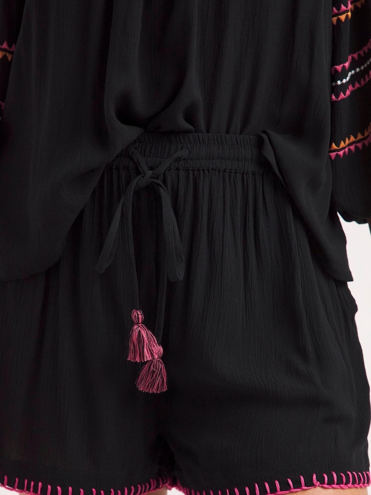 Figleaves Frida Beach Co-Ord Black Cover-Up Top - Image 4 of 4 Figleaves Frida Beach Co-Ord Black Cover-Up Top - Image 4 of 4