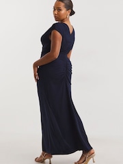 Simply Be Blue Ruched Front Ruched Bridesmaids Maxi Dress - Image 2 of 4