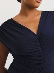 Simply Be Blue Ruched Front Ruched Bridesmaids Maxi Dress - Image 3 of 4
