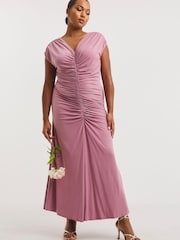 Simply Be Brautjungfern-Maxikleid mit Raffung vorne, Pink - Bild 1 von 4