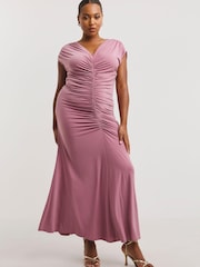 Simply Be Brautjungfern-Maxikleid mit Raffung vorne, Pink - Bild 3 von 4