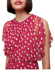 Whistles Pink Moon Spot Print Midi Dress - Image 1 of 4