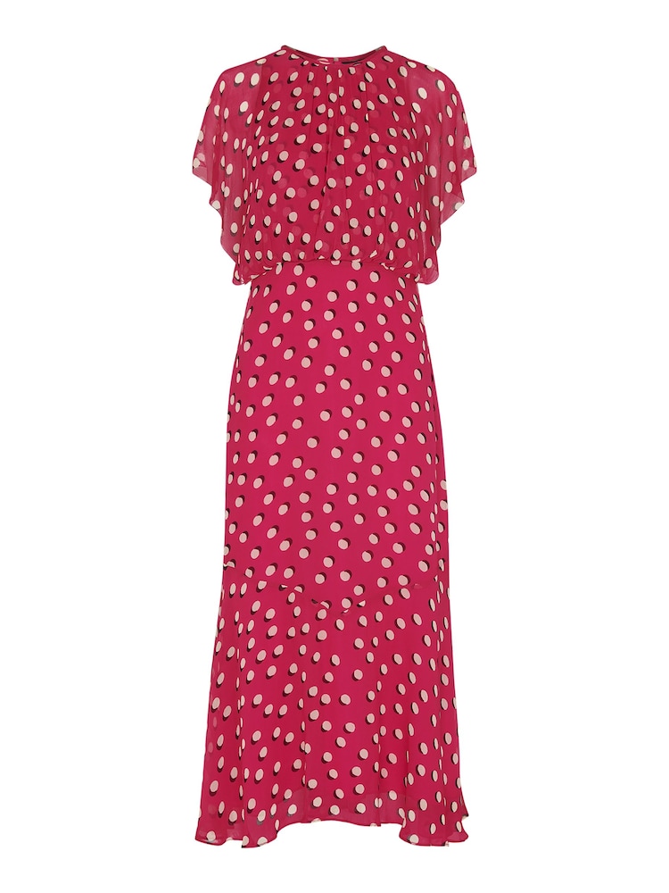 Whistles Pink Moon Spot Print Midi Dress - Image 2 of 4