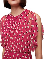 Whistles Pink Moon Spot Print Midi Dress - Image 3 of 4