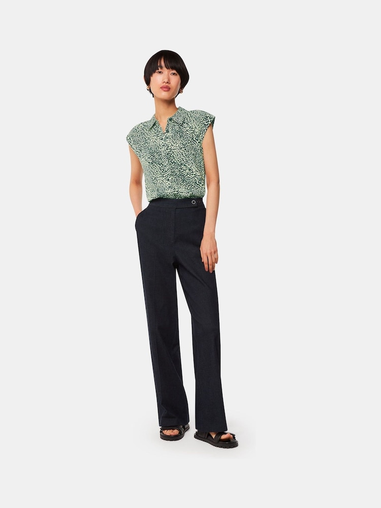 Whistles Green Diagonal Leopard Print Shirt - Image 1 of 4
