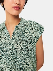 Whistles Green Diagonal Leopard Print Shirt - Image 3 of 4
