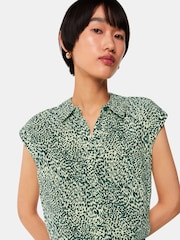 Whistles Green Diagonal Leopard Print Shirt - Image 4 of 4