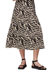 Whistles Natural Mountain Zebra Tiered Skirt - Image 1 of 4