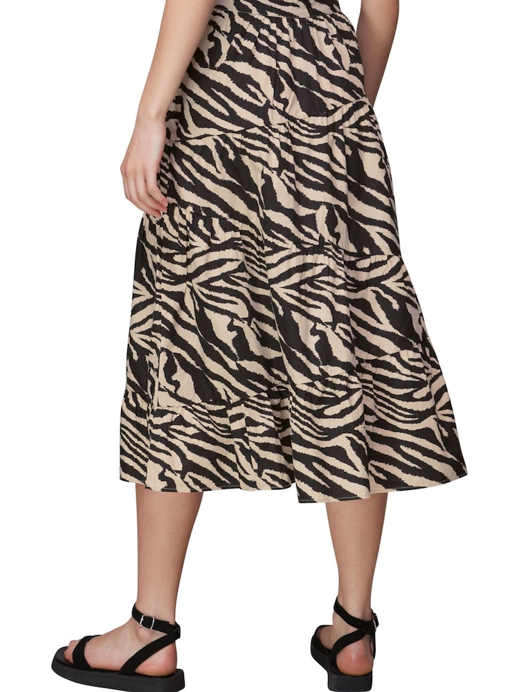 Whistles Natural Mountain Zebra Tiered Skirt - Image 2 of 4