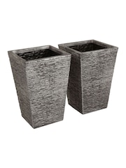 Charles Bentley Grey Pair of Tall Slate Garden Planters - Image 2 of 5