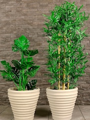 Charles Bentley Natural Pair of Moroccan Round Stone Garden Planters - Image 1 of 4