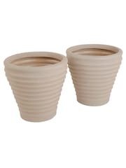 Charles Bentley Natural Pair of Moroccan Round Stone Garden Planters - Image 2 of 4