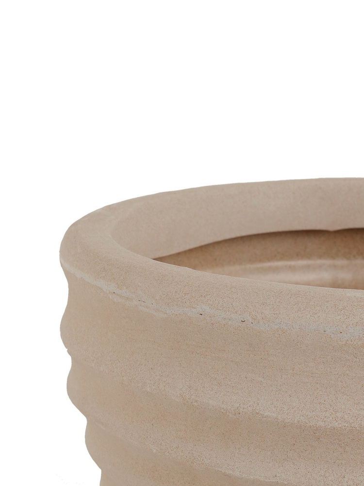Charles Bentley Natural Pair of Moroccan Round Stone Garden Planters - Image 4 of 4
