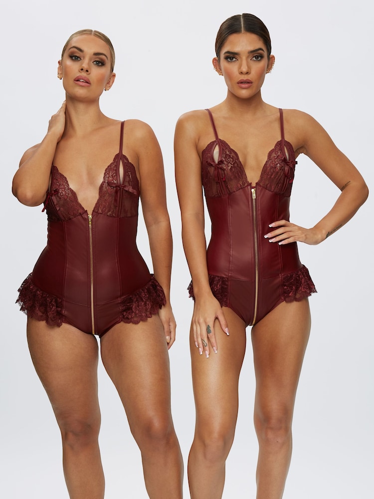 Ann Summers Burgundy Red Tasha Faux Leather Body - Image 1 of 5