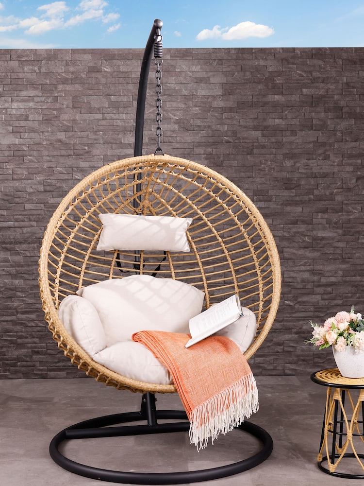 Charles Bentley Natural Garden Hanging Single Egg Chair - Image 1 of 6