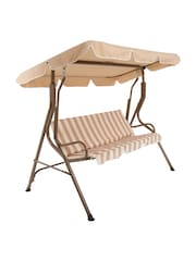 Charles Bentley Beige 2 Seater Garden Swing Seat Hammock - Image 4 of 6
