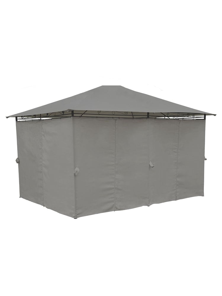 Charles Bentley Grey Garden 3m x 4m Steel Art Gazebo With Side Curtains - Image 1 of 3