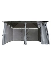 Charles Bentley Grey Garden 3m x 4m Steel Art Gazebo With Side Curtains - Image 2 of 3