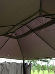Charles Bentley Grey Garden 3m x 4m Steel Art Gazebo With Side Curtains - Image 3 of 3