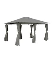 Charles Bentley Grey Garden 3m x 4m Steel Art Gazebo With Side Curtains - Image 5 of 6