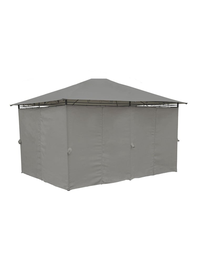 Charles Bentley Grey Garden 3m x 4m Steel Art Gazebo With Side Curtains - Image 6 of 6