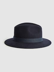 Reiss Navy Ashbourne Wool Fedora Hat - Image 1 of 4