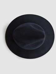 Reiss Navy Ashbourne Wool Fedora Hat - Image 4 of 4