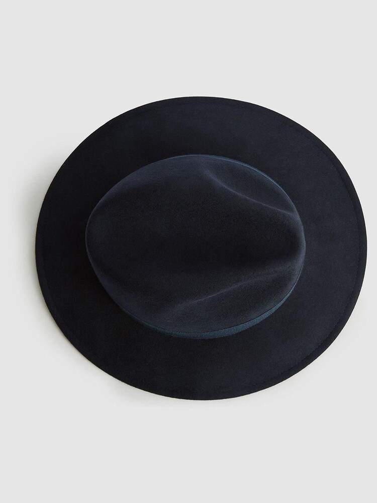 Reiss Navy Ashbourne Wool Fedora Hat - Image 4 of 4
