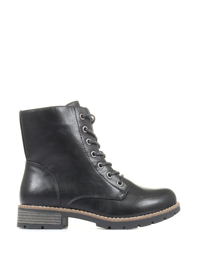 Pavers Black Ladies Lace Up Ankle Boots - Image 1 of 7