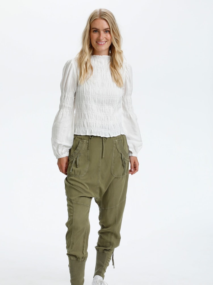 Cream Nanna Tie Waist Cargo Trousers - Image 1 of 7